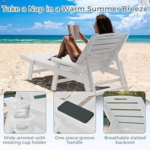 Outdoor chaise lounge chairheavy solid patio chaise lounge with armcup holderhdpe lounge chair outdoorwind resistant and 100 waterproof400lbs adirondack lounge chair with 5 position backrest  urban country home decor