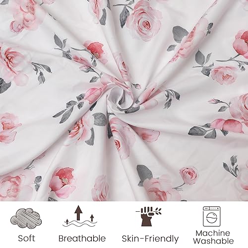 Image of PHF 3 Pack Soft Bassinet Sheets, Rose Floral Breathable Comfy Cradle Sheets for Baby Girls, No Slip Universal Fit for Most Cradle and Bassinet Mattress, Rose Floral