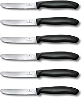 Victorinox Swiss Classic Serrated Tomato & Table Knife Set, 6-Pack Black - Dishwasher Safe, Everyday Family Dining