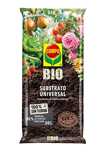 COMPO BIO Substrato Universal, Sin turba, Para todo tipo de plantas, Apto para agricultura ecológica, 20 L