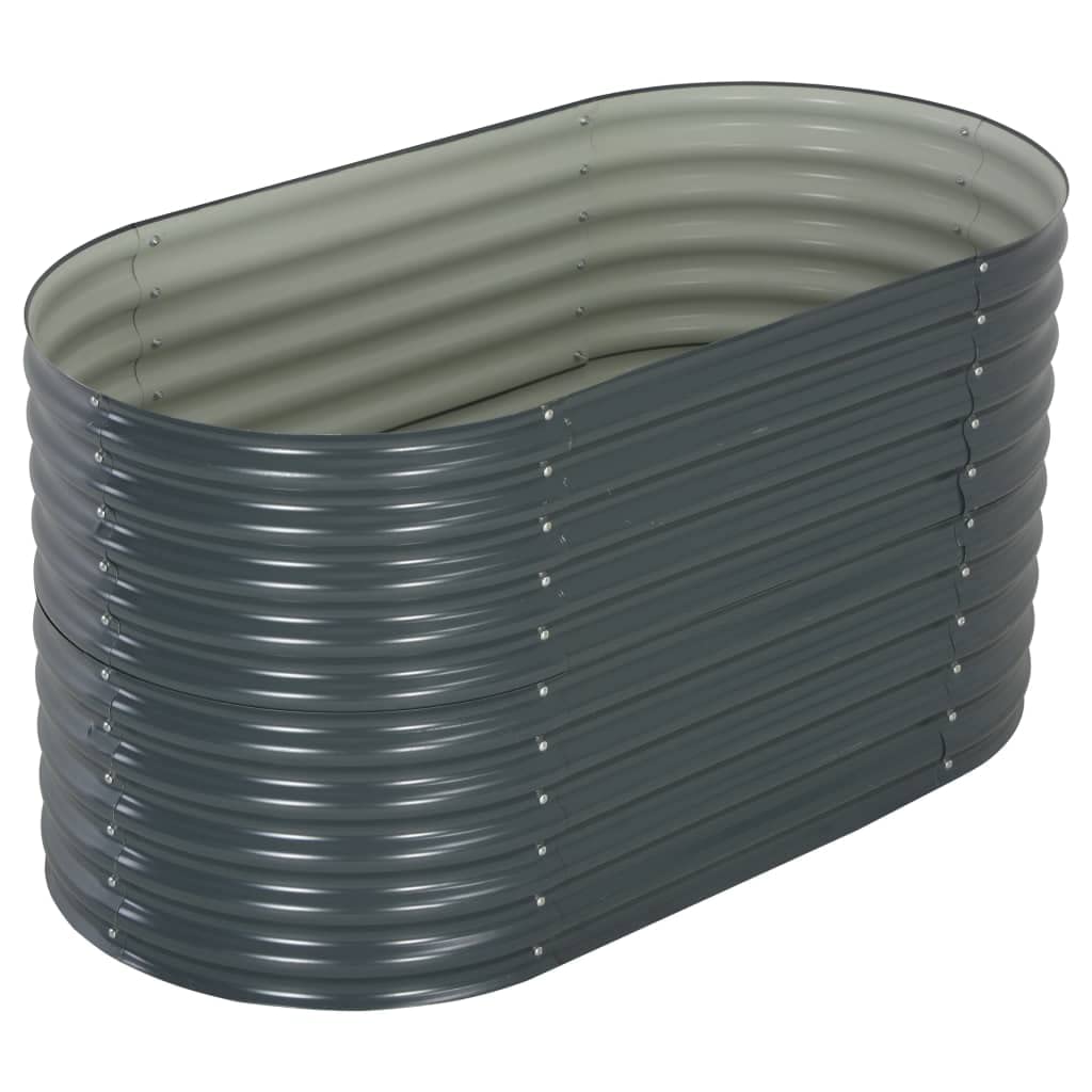 KOIECETA Hochbeet Stahl Grau Gemüsebeet Pflanzbeet Frühbeet Garten, 160 x 80 x 81 cm