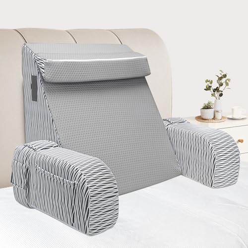 DREAMANIA Reading Pillow for Sitting in Bed Adult - Back Pillow for Bed Sitting up, Backrest Support Pillow for Lounging/Reading/Gaming/Resting/Watching TV, Bedrest, Stripe