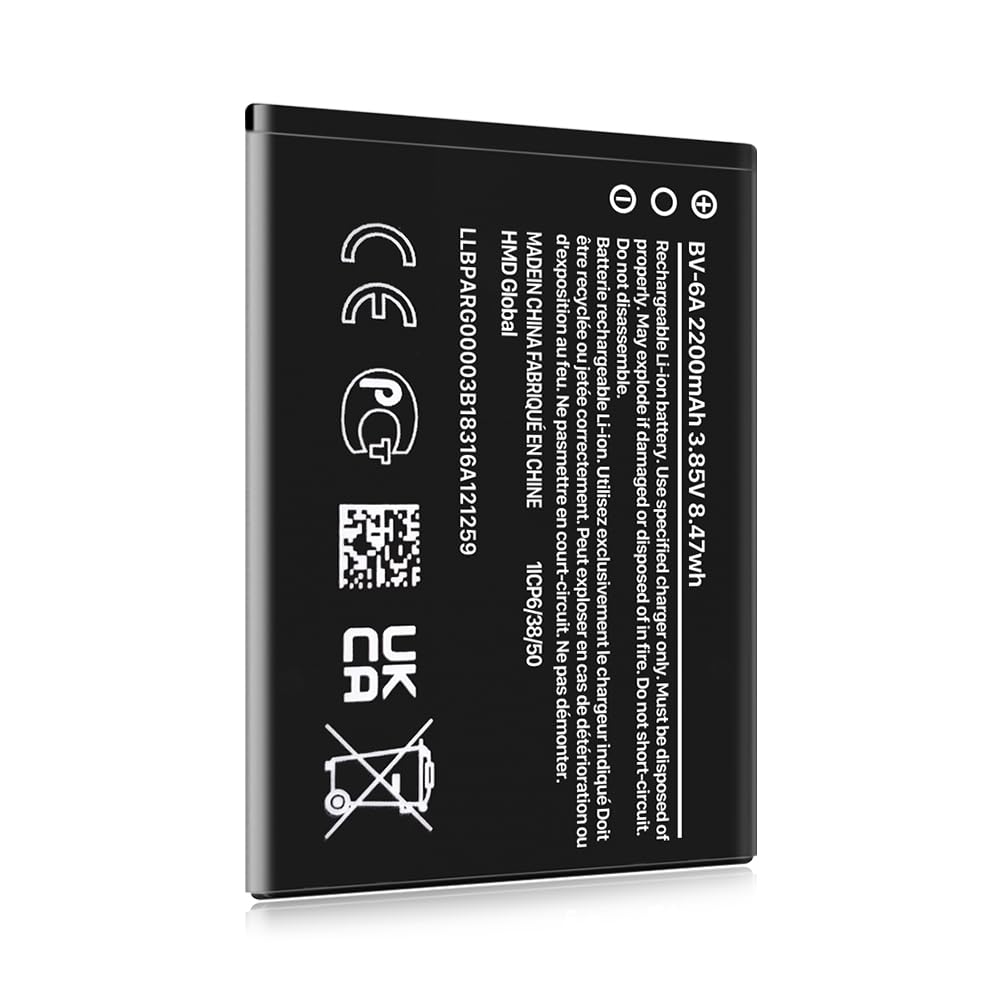 BV-6A Battery, Upgraded [2200mAh] Super High Capacity 0 Cycle Li-ion Battery Replacement widely for Nokia 8110 4G TA-1059 TA-1048 TA-1067 TA-1071 TA-1295 2720V flip 2017 Series 2060 3060 5250 Series