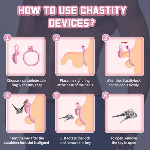 Image of Sissy Chastity Cage Light Weight Cock Cage ABS+Resin Chastity Device Adult Sex Toys with 4 Different Sizes Rings,Chastity Belt & Invisible Lock for Sissy Men Penis Exercise and Abstinence (Pink)