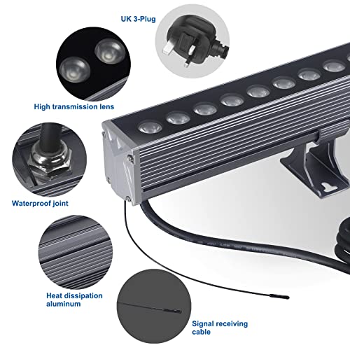 144W RGBW+6000K LED Wall Washer Light Bar, 40" Color Changing Spot Light, Remote Control, Indoor/Outdoor, Wall Mount, Modern Style - Image 4