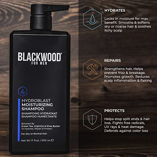 Blackwood For Men Hydroblast Moisturizing Shampoo (17 Oz) And Conditioner (7.76 Oz) Bundle - Men's Vegan & Natural For Curly & Coarse Hair - Sulfate Free, Paraben Free, & Cruelty Free #TOP7