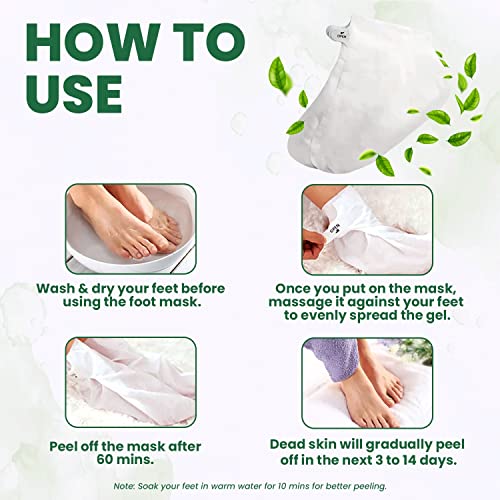 Image of Azah Foot Mask Peeling Feet Mask [Pair of 2] | Korean Foot Peel off Mask for Cracked Feet | Peeling and Exfoliating | Legs care at Home | Exfoliating Sheet for Home | Tea Tree Sheet