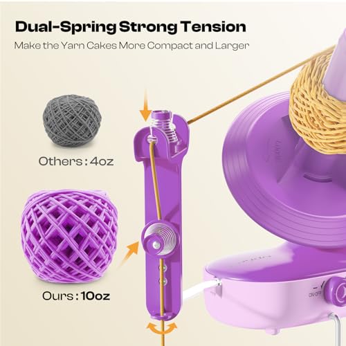 Image of Caydo A1 Max Electric Yarn Winder, 10oz Large Capacity Auto Yarn Spinner | Dual-Spring Strong Tension, Stepless Speed Smooth Yarn Cake Winding, Ideal Tool for Knitting & Crochet Craft Lovers Purple