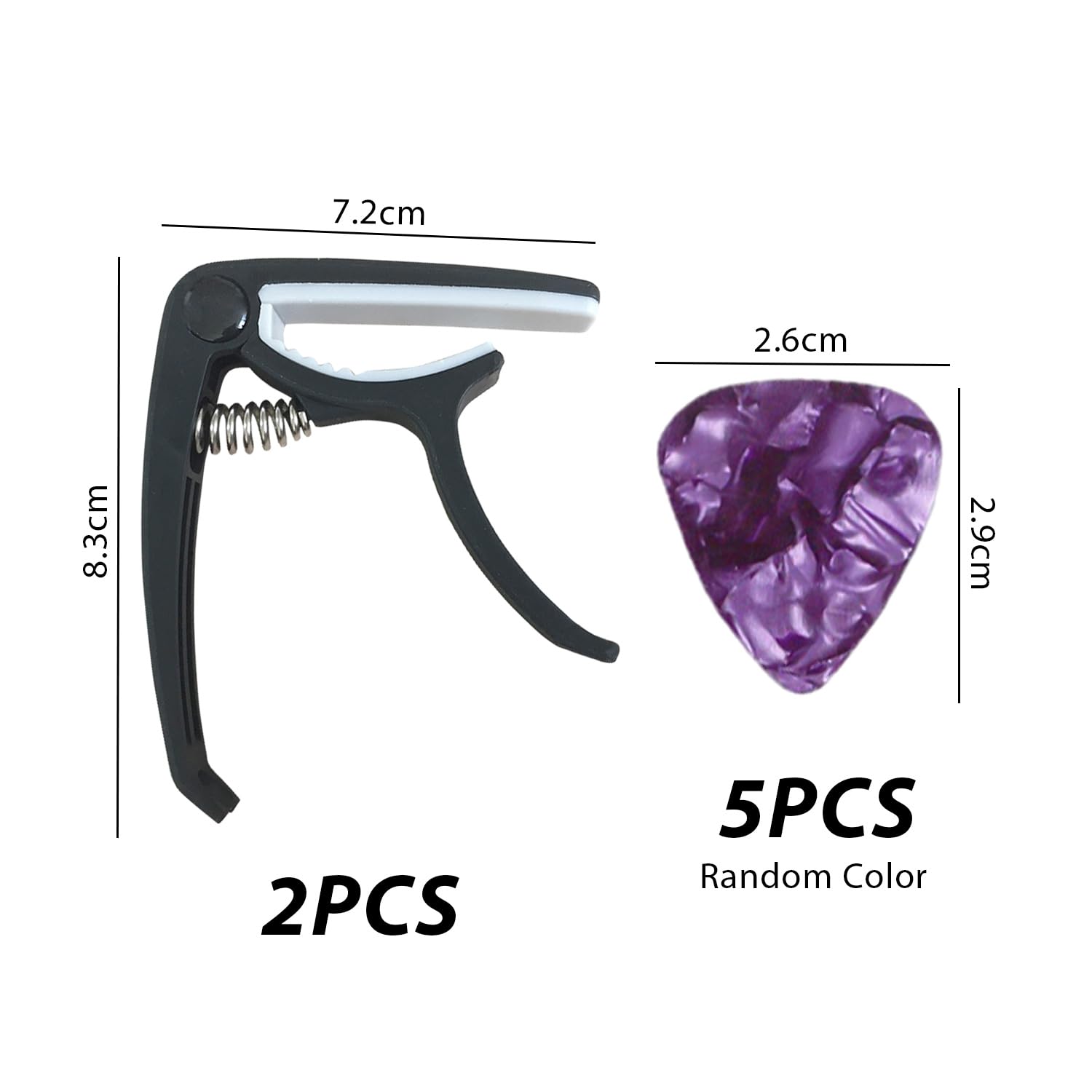 Lot De 2 Capodastres Pour Guitare Acoustique Avec 5 Mu00e9diators