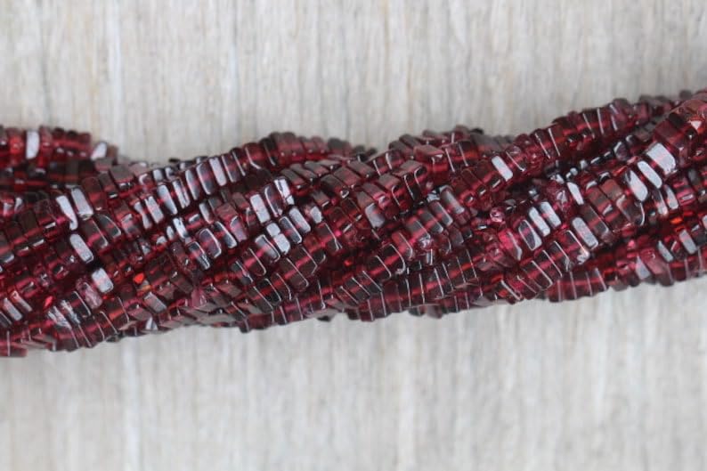 Grenat perles heishi naturelles lisses 1x4mm pour création de colliers et bracelets DIY