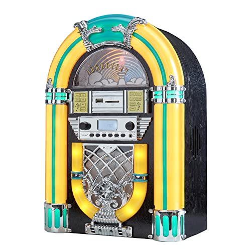 Arkrocket Athena Mini Jukebox/Tabletop CD Player/Bluetooth Speaker/Radio/USB and SD Card Player with...