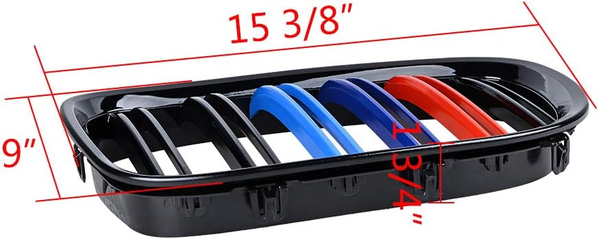 Astra Depot OE Replacement For 2009-15 BMW 7-Series F01 F02 730d 740i 750i Glossy Black M Stripe Color Painted Front Kidney Grille Grill Insert