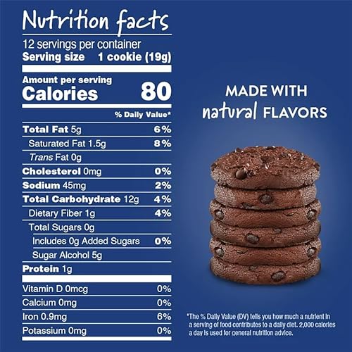 Voortman Bakery Zero Sugar Fudge Brownie Chocolate Chip Cookies, 8 oz, 2 Packages with Mooresville Merchant Decal - Thumbnail 5