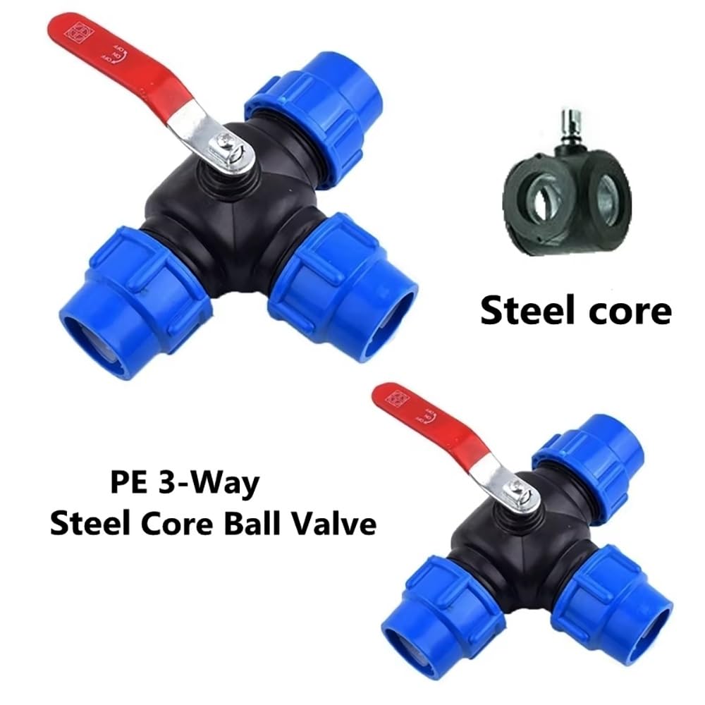 Valvola a sfera a 3 vie in PVC PE da 1 pezzo - Connettore rapido a T for irrigazione agricola, raccordi for tubi dell'acqua domestici e industriali(40mm)