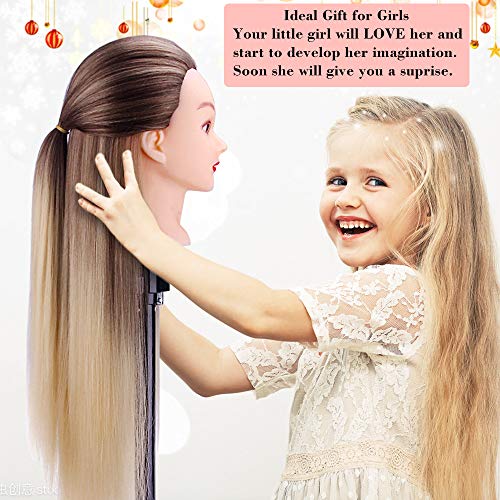26 Inch Cosmetology Mannequin Head with Synthetic Hair, Mcwdoit Manikin Head Hairdressing Practice Training Doll Head + Hair Styling Kit - Thumbnail 2