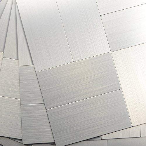 Yipscazo Selbstklebende Metallfliesen – Mosaik Fliesenspiegel In Gebürstetem Aluminium, Zum Abziehen & Aufkleben Für Küche & Bad