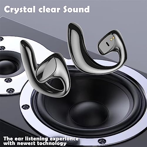 Image of Wrap Around Over Ear Earbuds Bone Conduction Open Ear Headphones Wireless Bluetooth Open Ear Earbuds with Ear Hook Mic Earbud Bone Conduction Head Set Headset Ear Buds Bone Conducting Headphones