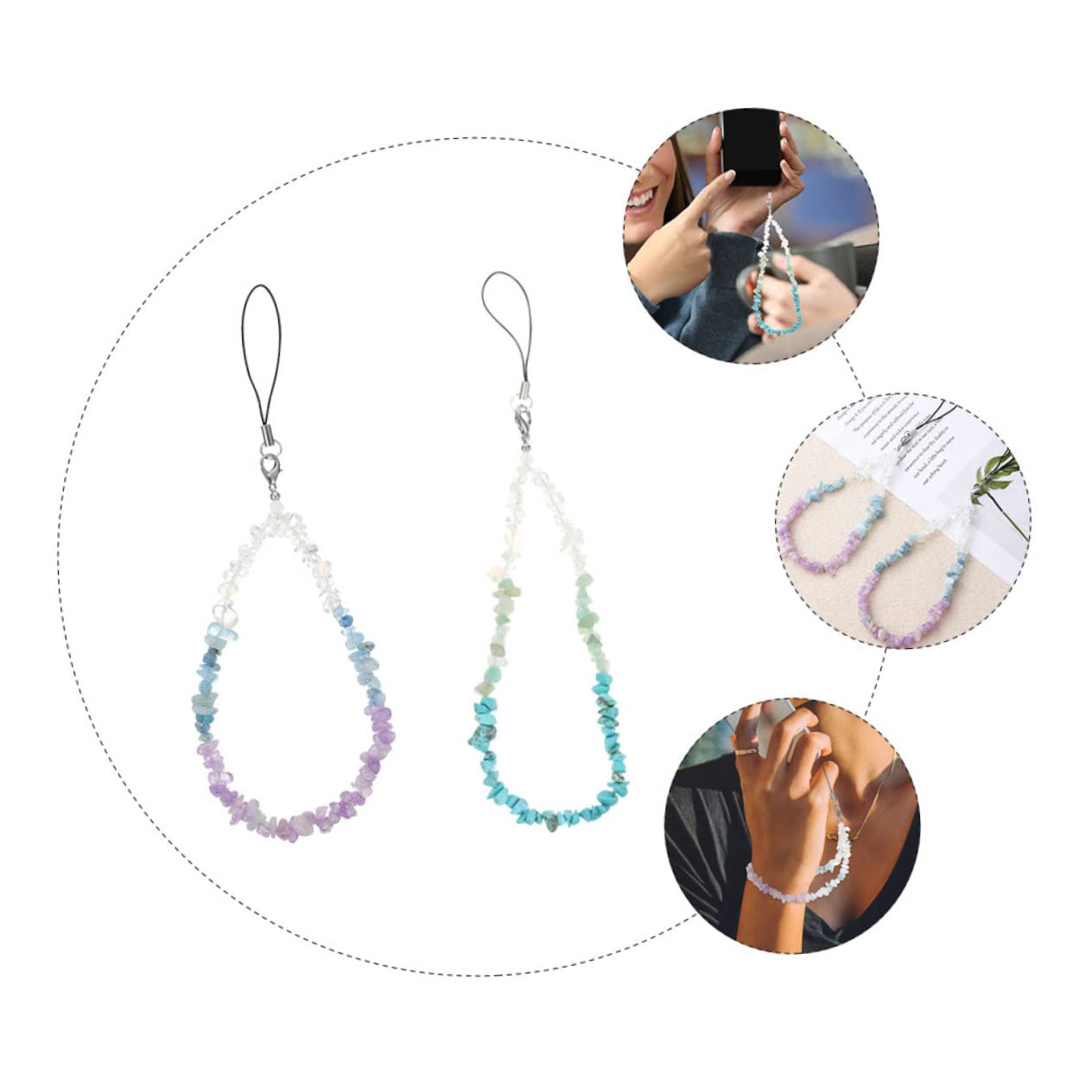 ABOOFAN 10piezas Cadenas De Teléfono Cuentas De Natural De Correa De Móvil Ligera y Decorativa Compatible Smartphones y Cámaras Para Regalar Cumpleaños y Festivales