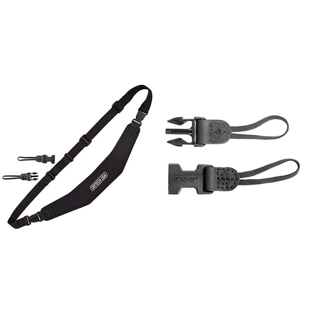 OP/TECH USA Utility Strap-Sling - Padded Neoprene Camera Sling with Quick Disconnects and Control-Stretch System (Black) & 1301062 Uni-Loop - System Connectors