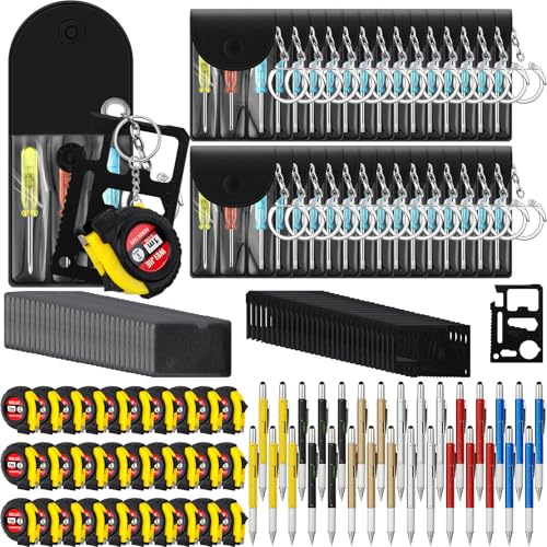 Image of 120 Pcs Mini Screwdriver Tape Keychain Set Multitool Pen Card Father's Gifts Bulk Mini Tool Set for Adult Men Dad (Multicolor)