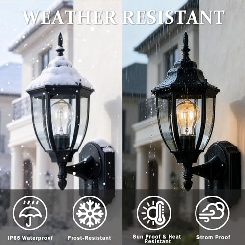 Image of Porch Lights Outdoor Motion Sensor Wall Sconce Anti-Rust Aluminum, Exterior Outdoor Wall Lights Dusk to Dawn Porch Light Fixture Wall Mount for House Outside Patio 2Pack