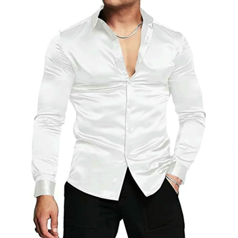 ZBDP Rosa Raso di Seta di Lusso Camicia Da Uomo Slim Manica Lunga Smoking Camicia Maschio Matrimonio Club Party Dance Prom Camisas