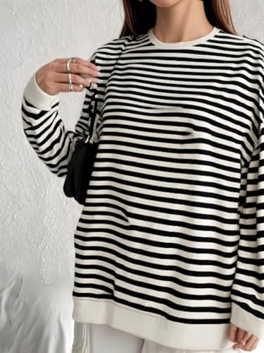 Image of MACK JONNEY Women Striped T-Shirt || T-Shirt for Women || Full Sleeve T Shirt || T-Shirt-MACK640527