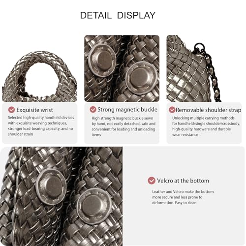 Image of Woven Tote Bag for Women with Coin Purse, Foldable Chain Small Crossbody Handbags, Fashion Shoulder Bag, Hobo Satchel