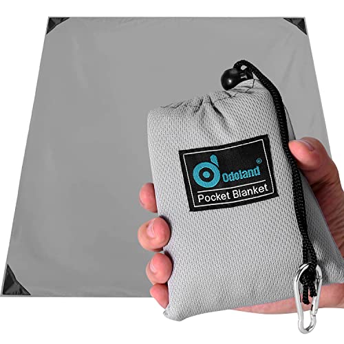 Odoland Manta de Picnic Plegable 160 X 180 cm, Manta de Playa Impermeable, Manta de Bolsillo, Adecuada para Acampar, Viajar, Caminatas y Playa, Gris