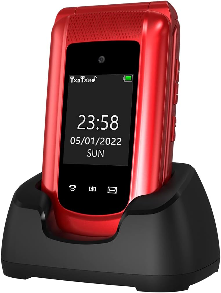 USHINING 4G Senior Flip Phone Unlocked Dual Standby Seniors Cell Phone SOS Big