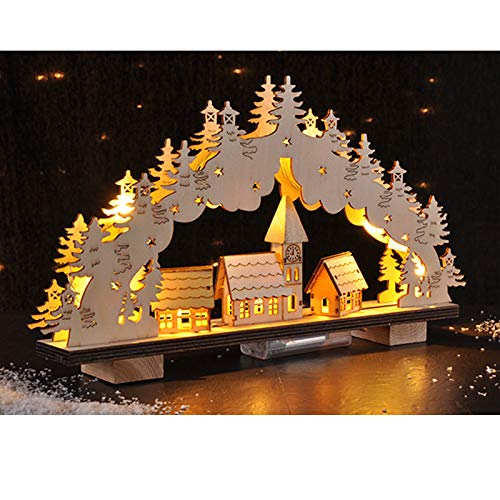 Preisvergleich Produktbild JEMIDI Leuchtbogen Schwibbogen aus Holz mit warmweissen LED´s 33x5x19cm Weihnachtsdekoration Lichterbogen Leucht Dekolicht Advent