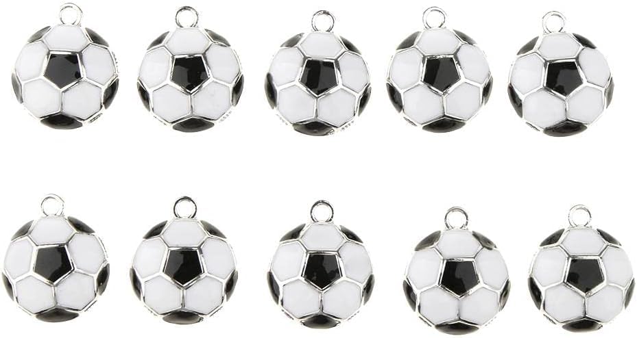 10PCs 1.8cm Soccer Ball Necklace Gift Soccer Ball Gift for Women Beading and Jewelry Arts, Crafts