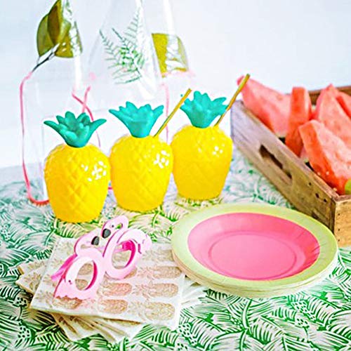 Futureplusx Pineapple Cups, 12Pcs Plastic Pineapple Cups With Lids And Straws For Hawaiian Party #TOP6