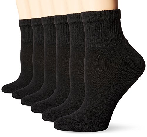 Hanes Ultimate Women's 6-Pack Ankle Socks, Black, 5-9