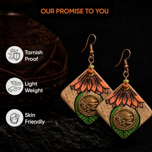Image of Handcrafted Tribal Wooden Earrings Collection for Women - Butterfly, Princess & Modern Geometric Statement Designs