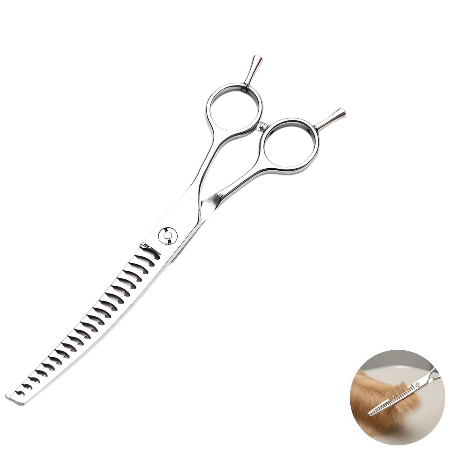 Ciseaux de toilettage courbés pour chiens, chunkers professionnels, acier inoxydable, 6,5 in/17 cm, ciseaux effileurs pour chats et chiens, soin du poil des animaux