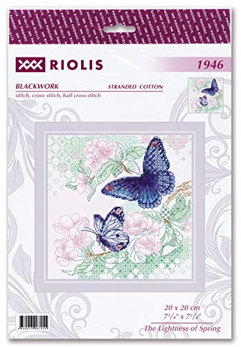 Image of RIOLIS - Lightness of Spring 1946, Floral Cross Stitch Kits 7 inchx7, Cross Stitch Kits for Beginners & Advanced, Crossstitching Kits Adult, Counted Stitching Kits, Flowers Embroidery Kit