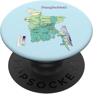 physical map of Bangladesh, Border, rivers and major cities PopSockets Swappable PopGrip