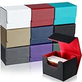 Vicenpal 10 Pieces Leather Deck Game Card Box Magnetic Card Game Case for 100 Plus Gaming Storage Containers Compatible with MTG Deck Boxes,10 Colors