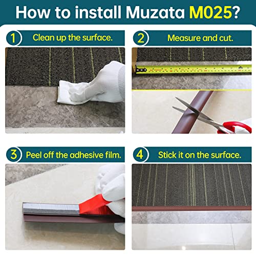 Muzata 10Ft Brown Carpet Floor Transition Strip Self-Adhesive Edge Trim Doorway Floor Divider Strip Suitable For Threshold Transitions Height Less Than 3Mm M025 #TOP3
