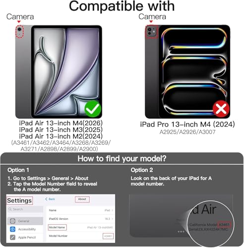 Image of TGK Rotating Case Cover for iPad Air 13 inch M4 /M3 /M2 (2026 /2025 /2024) with Pencil Holder (Dark Blue)