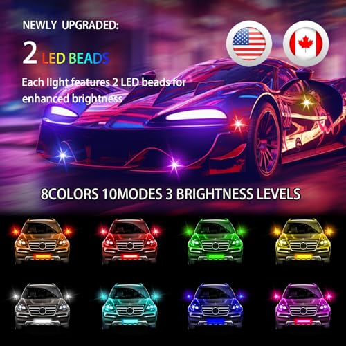 8PCS RGB Led Aircraft Strobe Lights For Cars, 8Colors High Brightness Wireless Led Strobe Light with Remote Control USB Waterproof Anti-Collision Warning Lights For Motorcycle Drone Aircraft Bike Boat by HHYUEYANG - Used condition - Image 2