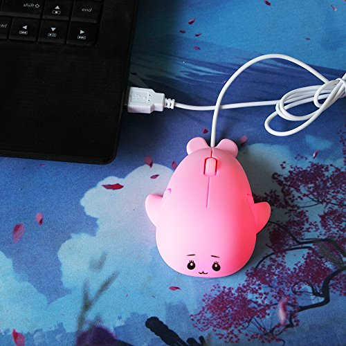 Ratón óptico ergonómico de 1600 DPI con forma de delfín rosa 5