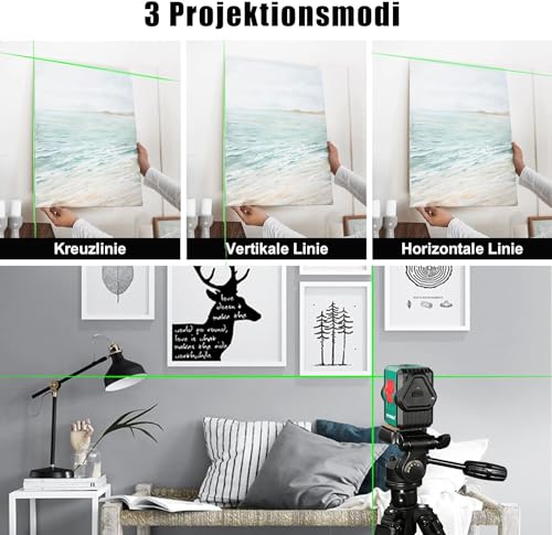HYCHIKA Kreuzlinienlaser 45M, Selbst nivellierend grüner Laser Wasserwaage 360°Umschaltbar Horizontal/Vertikal/Crossline mit Magnet Halterung, IP54, USB Aufladung – Bild 4