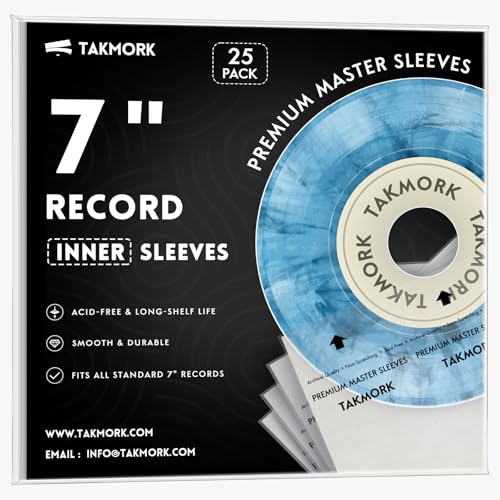 7-Inch Vinyl Record Inner Sleeves: Anti-Static Rice Paper Sleeves for 45 RPM Records Acid-Free 3-Ply Archival Protective Covers 25pcs