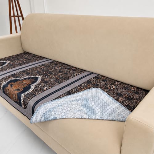 Image of Homerz Premium 'Maharaja Paradise Series' Sofa Cover | Net Fabric Sofa Cover | Washable, Anti-Dust Backed & Wrinkle Resistant Cover (Sheesh Mahal, 3 Seater, Only Seat Cover)