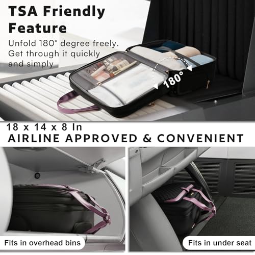 Rolling Laptop Bag, Rolling Briefcase for Women with Waterproof Pocket, 16 Inch Computer Bag, Underseat Carry On Luggage with Wheels for Work Travel Business, Lightweight Black Purple - Image 7