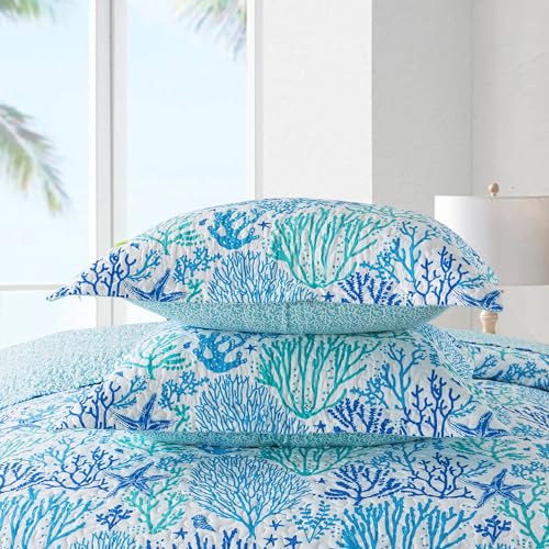 NEWLAKE Quilt Bedspread Sets - West Coastal Pattern Reversible Coverlet Set, King Size