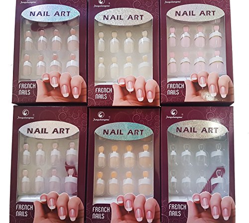 Takestop® SET 24 TIPS UNGHIE FINTE FRENCH CON