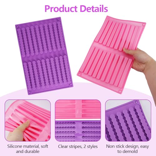 2 Stück Silikonform Hundeleckerli (26x17 cm), 20 Streifen Hunde Backmatte, Wiederverwendbar Riegel Silikonform, Silikon Backmatte Hundekekse für Diy Hunde-Snack-Sticks, Hundekeks-Kausticks